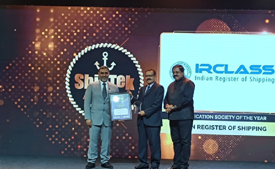 Indian Register of Shipping (IRS) named Classification Society of the Year at Shiptek International Maritime Awards